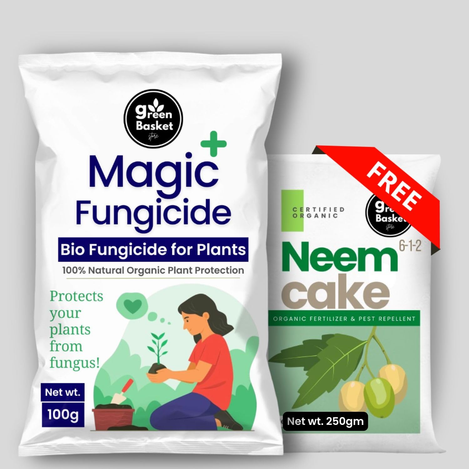 Green Basket Magic Fungicide 100gm, Bio Fungicide for Plants, 100% Natural Organic Protection, with Neem Cake Fertiliser, 250g-image-25