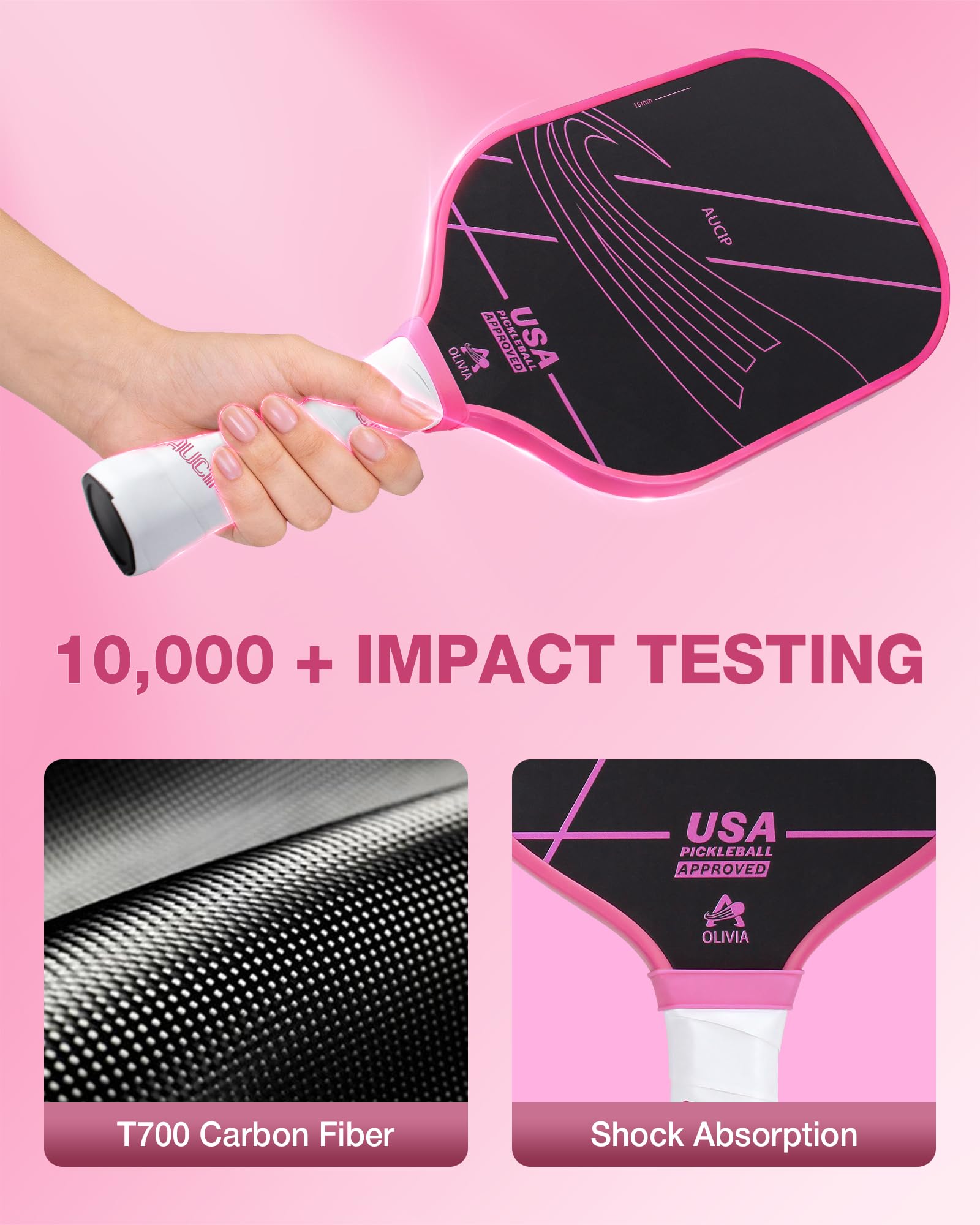 Amazon.co.jp: AUCIP Pro ピックルボールパドル ピンク - T700