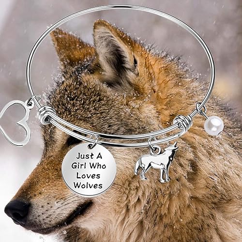Miniatura 6 de FAADBUK Pulsera divertida de lobo para amantes de los animales, regalo de Just A Girl Who Loves Wolves Jewelry Bracelet Wolf Lover Gift Wolf