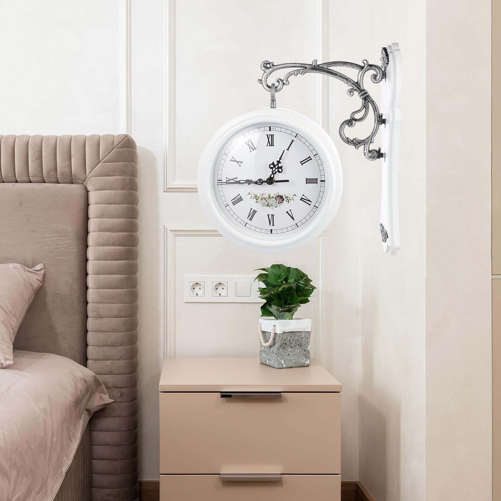 VILLCASE Horloge Murale Double Face Rotative Design Créatif Silencieuse pour Salon et Cuisine Décoration Maison Moderne
