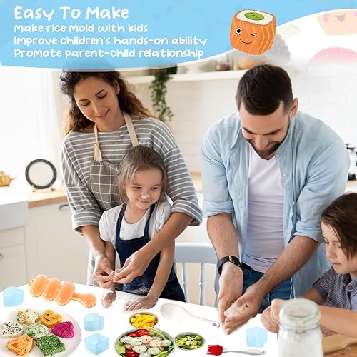 Miniatura 7 de Onigiri - Kit de moldes para hacer sushi musubi con paleta de arroz, cepillo para cocina, sin BPA, duradero, polipropileno, pequeño, redondo, para