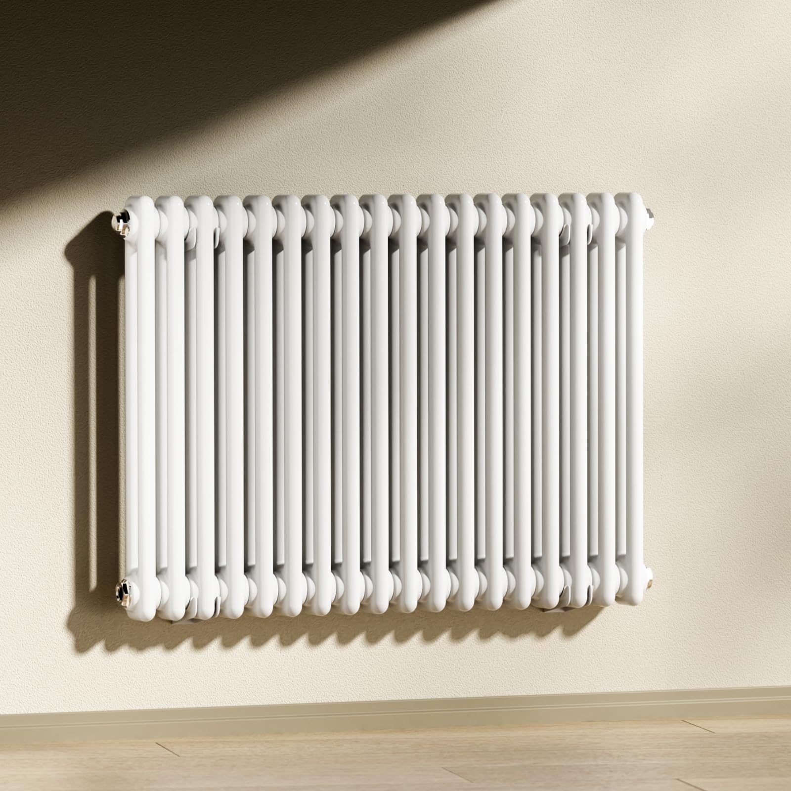 Heilmetz Column Radiator Horizontal Double, 300x830mm Traditional Cast Iron Style 2 Column Radiators Central Heating Radiator White