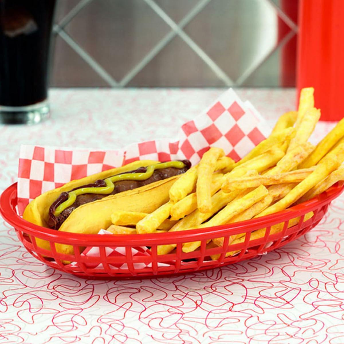 VOSAREA 10Pcs Decorative Tray Versatile Fried Chicken Holder Snack Basket for Fruits Bread and Party Use for Kitchen Home Hotel Picnic Settings