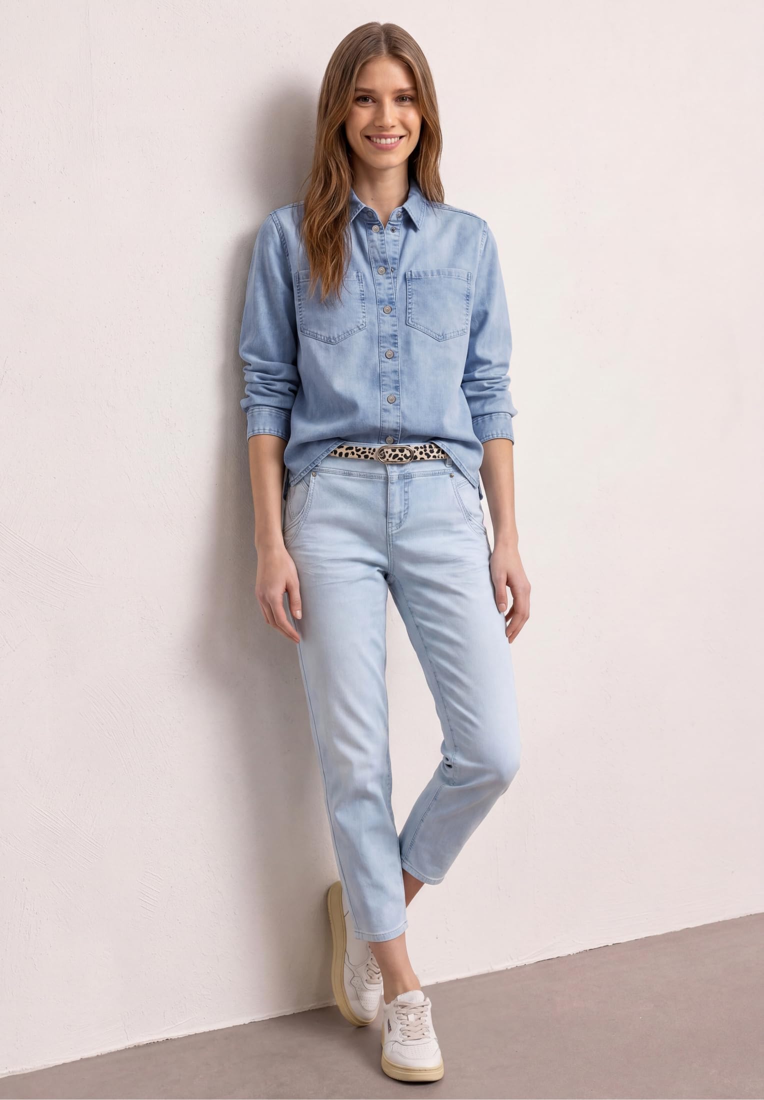 Street One Langarm Hemdbluse in Denim-Optik