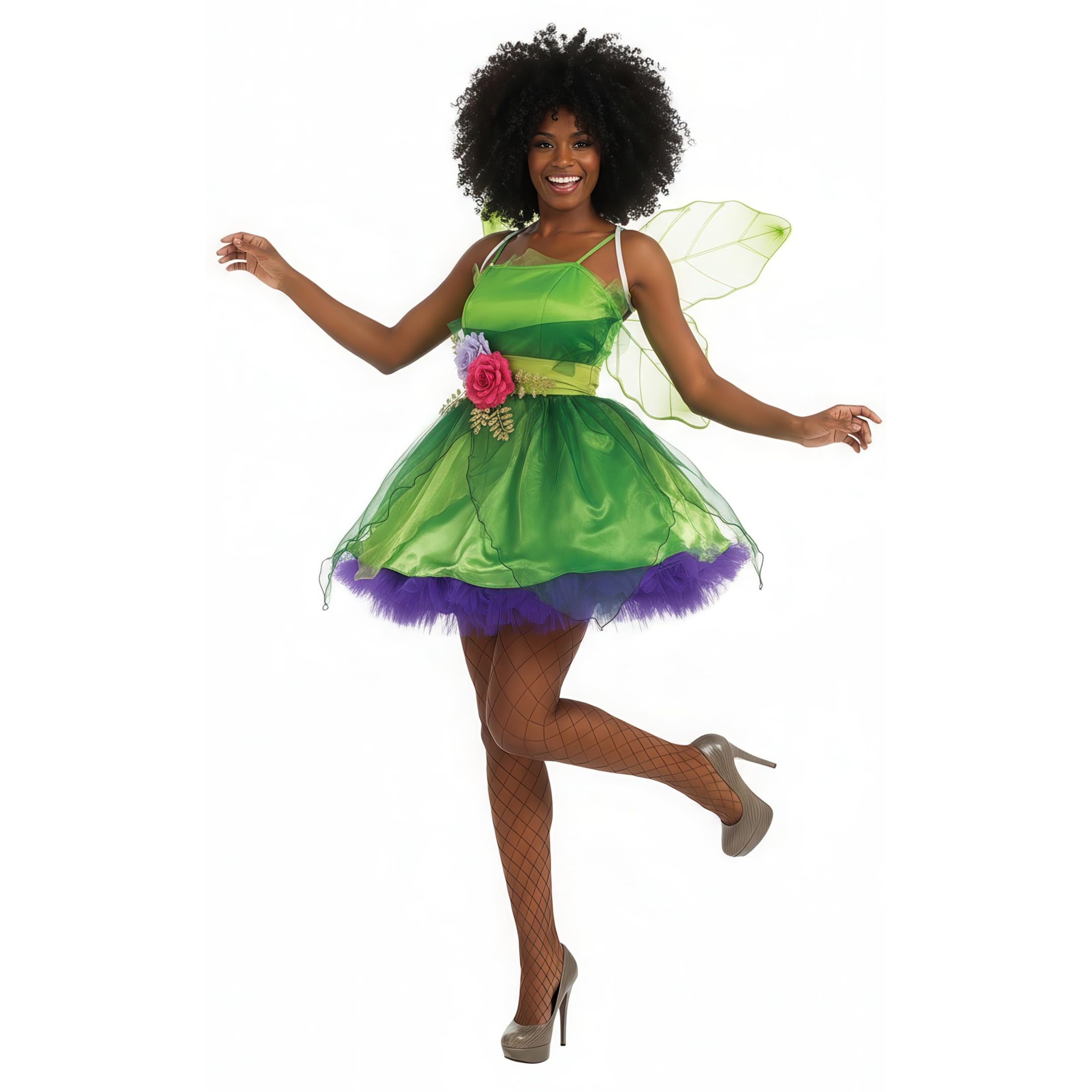 Fun Shack Woodland Fairy Costume for Women, Green Forest Fairy Outfit, Enchanting Adult Fae Dress Costume