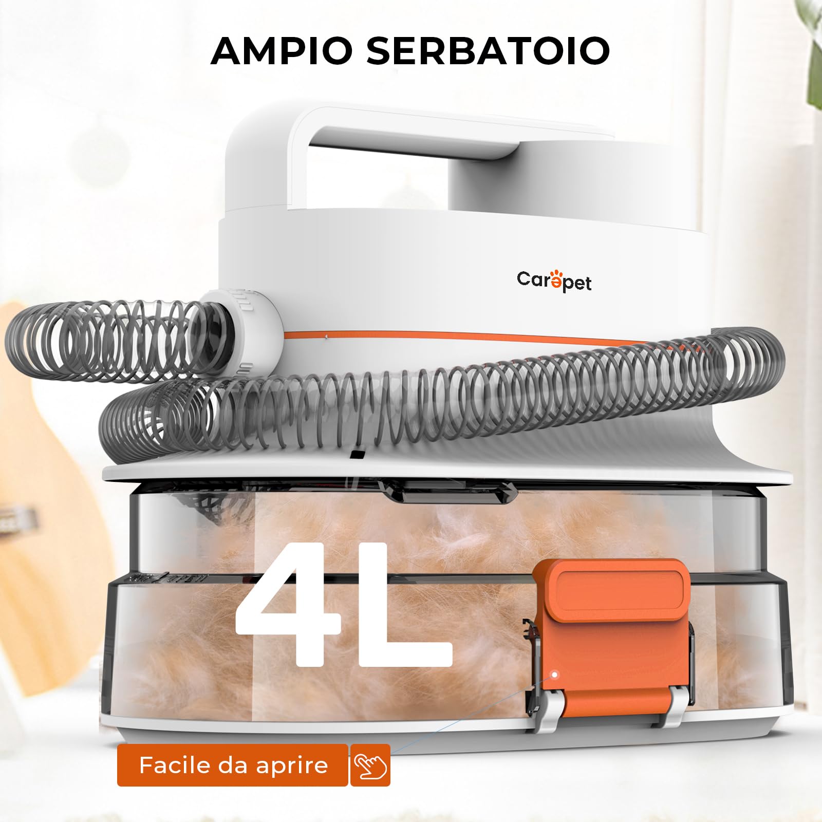 CAREPET Kit Toelettatura Asciugatura e Aspira peli Cane e gatto Per Animali Domestici - Tosatrice per Cani e Gatto Pelo Lungo Professionale - Strumenti per la toelettatura Depilazione Aspira peli