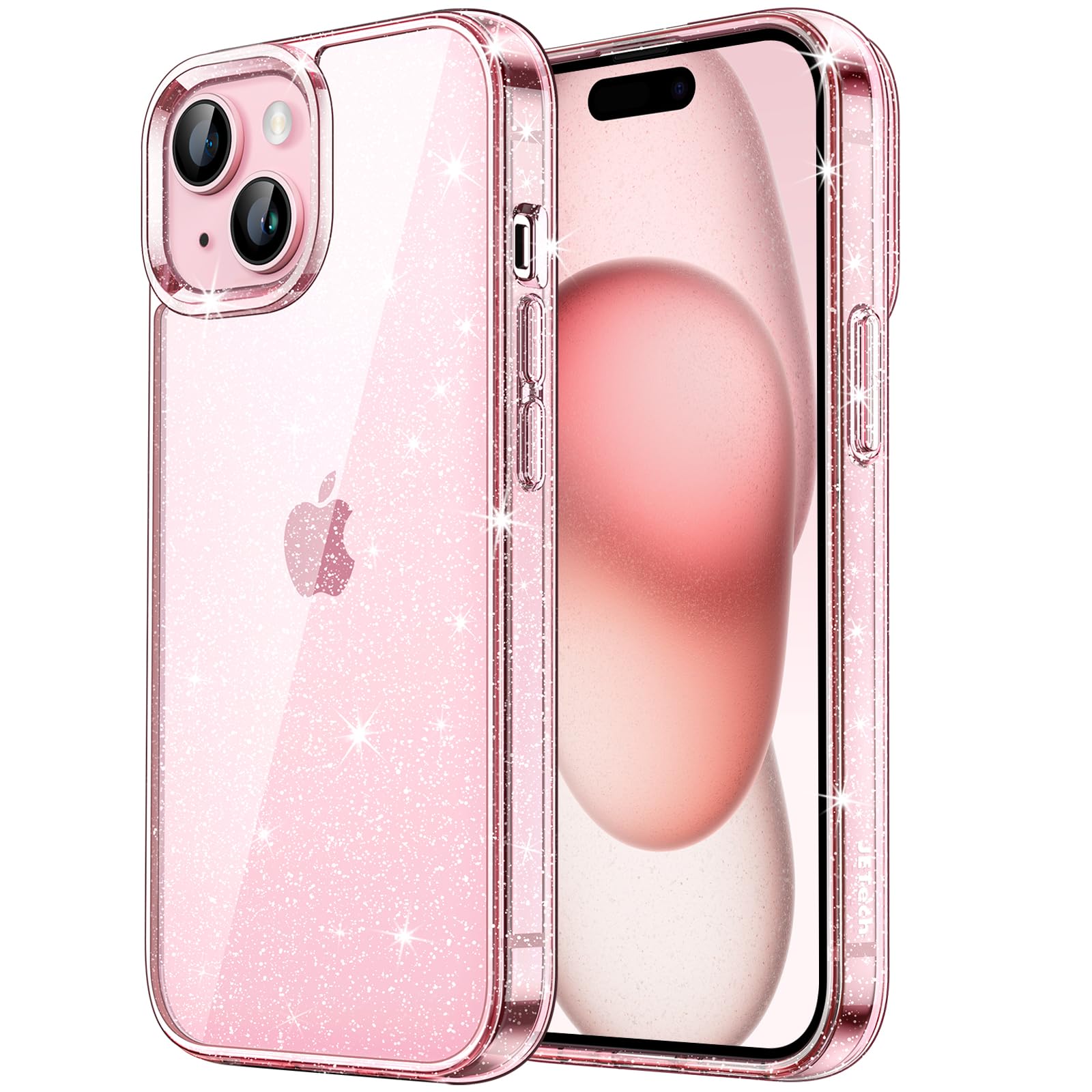 JETech Glitter Case for iPhone 15 Plus 6.7-Inch, Bling Sparkle Shockproof Phone Bumper Cover, Cute Sparkly for Women and Girls (Pink)