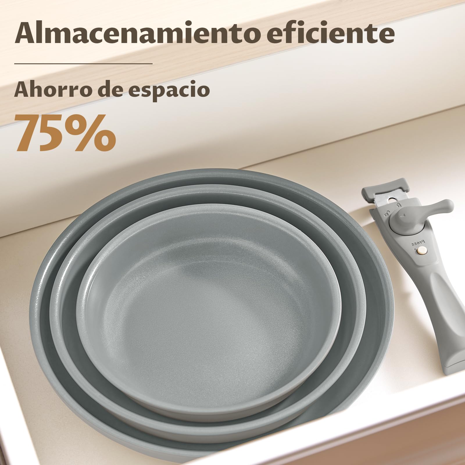 BLAZANT Juego de Sartenes de Cerámica 7 Piezas con Mango Extraíble | Sartenes 20/24/28 cm para Cocinas Pequeñas, Camping y Caravana | Apilables, Inducción, Horno hasta 240°C, Sin PFAS