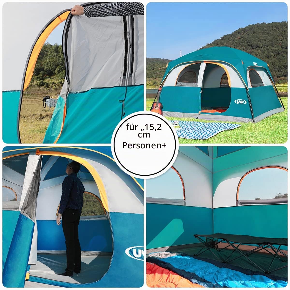 UNP Tents 6 Person Waterproof Windproof Double Layer Family Camping Tent 10x9x78in