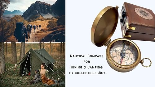 Miniatura 3 de Brújula de bolsillo de latón antiguo con caja de madera, herramienta de navegación magnética de 2 pulgadas, vintage, náutico, coleccionable, para