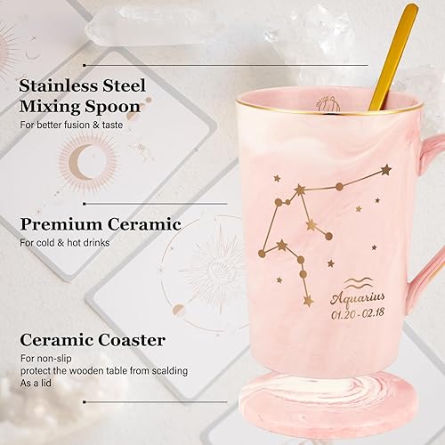 Miniatura 6 de YHRJWN Regalos de Aries para mujeres, regalos de constelación Aries, tazas de café con signo del zodiaco Aries para 12 amantes de las constelaciones