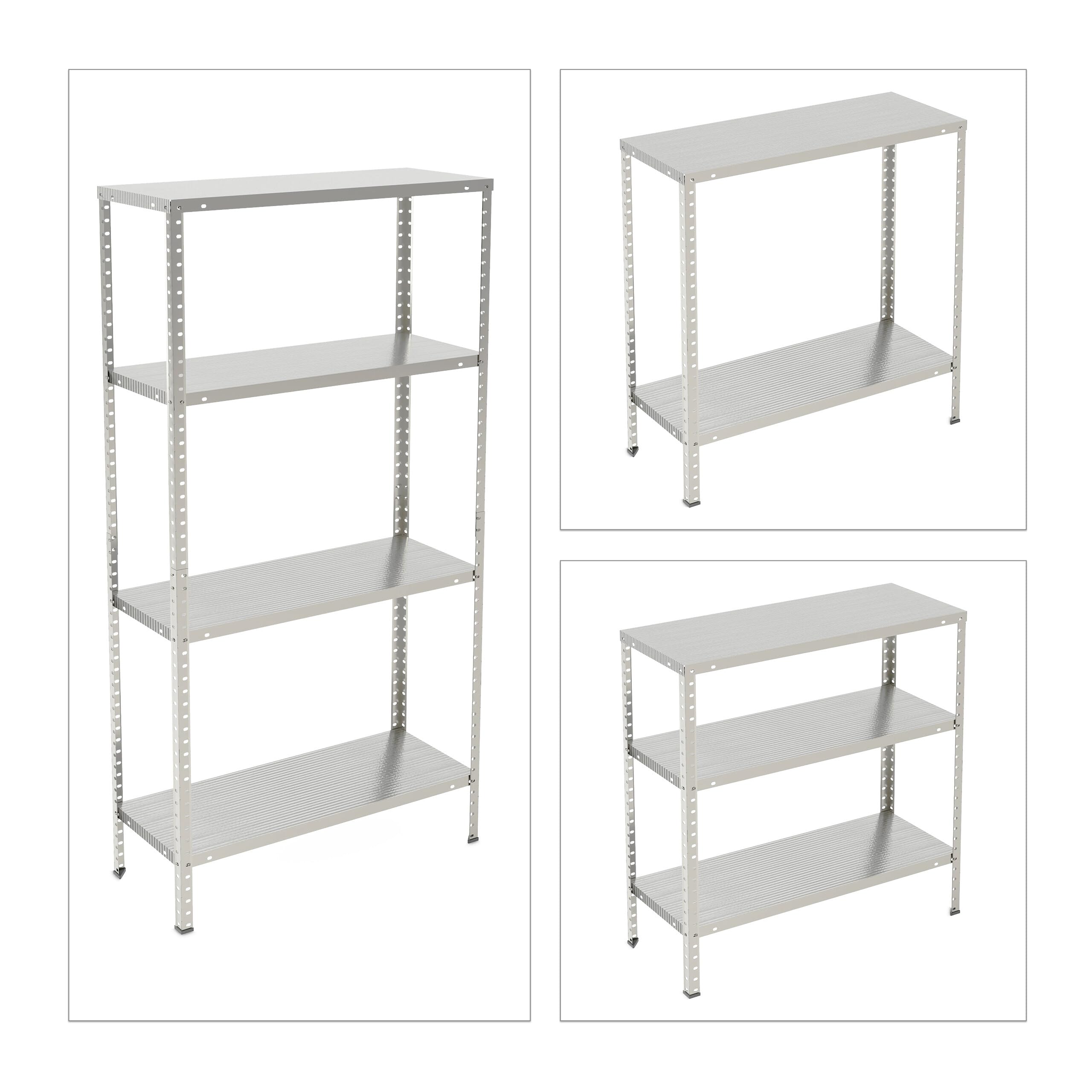 Relaxdays Scaffale in Acciaio Zincato, 150x75x30 cm, con 4 Ripiani ad Alta Portata 160 kg, per Garage e Cantina, Argento