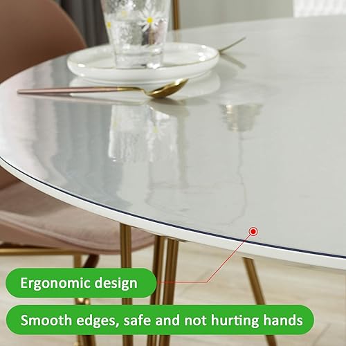 Miniatura 3 de Protector de PVC de 0.118 pulgadas (0.118 in), resistente al agua, antiquemaduras, mantel redondo transparente, protector de mesa auxiliar, tapete