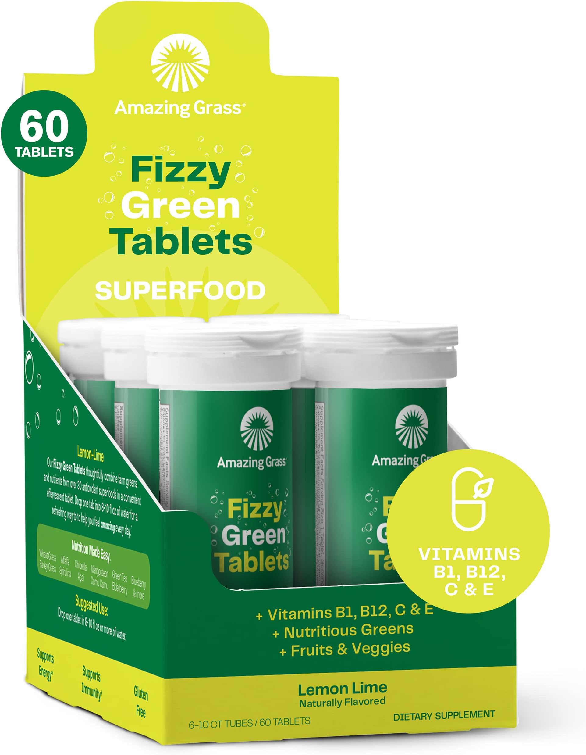 Effervescent Greens Lemon-Lime 6 Tubes 172016