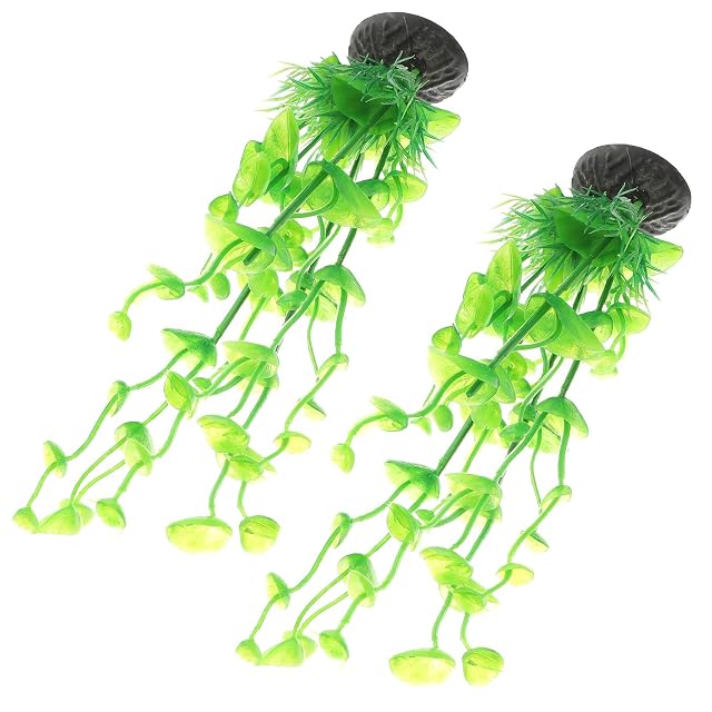 VICASKY 2pcs Artificial Plastic Aquarium Plants Small Fish Tank Decorations Freshwater Fish Aquarium Plant Decor for Betta and