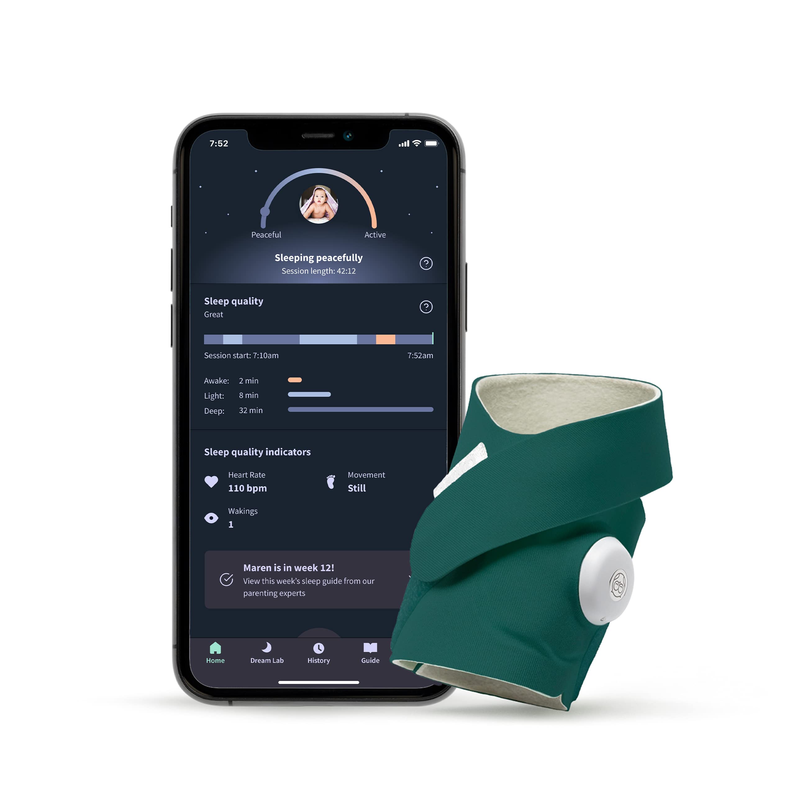 Owlet Dream Sock - Smart Baby Monitor with Heart Rate and Average Oxygen O2 as Sleep Quality Indicat