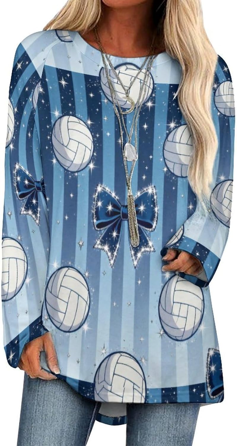 Women's Long Sleeve Tunic Tops Loose Fit Casual Crewneck Shirt, Soft Basic Long Shirt Blouse