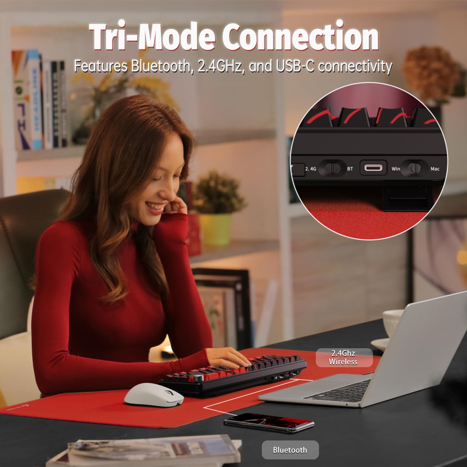 ATTACK SHARK X65PRO HE Tastiera Rapid Trigger 8000Hz, Tastiera Gaming Wireless RGB 60% con Precisione RT di 0,01mm, Switch Magnetici, Attuazione Regolabile, Snap Tap, per PC/Mac, Rosso