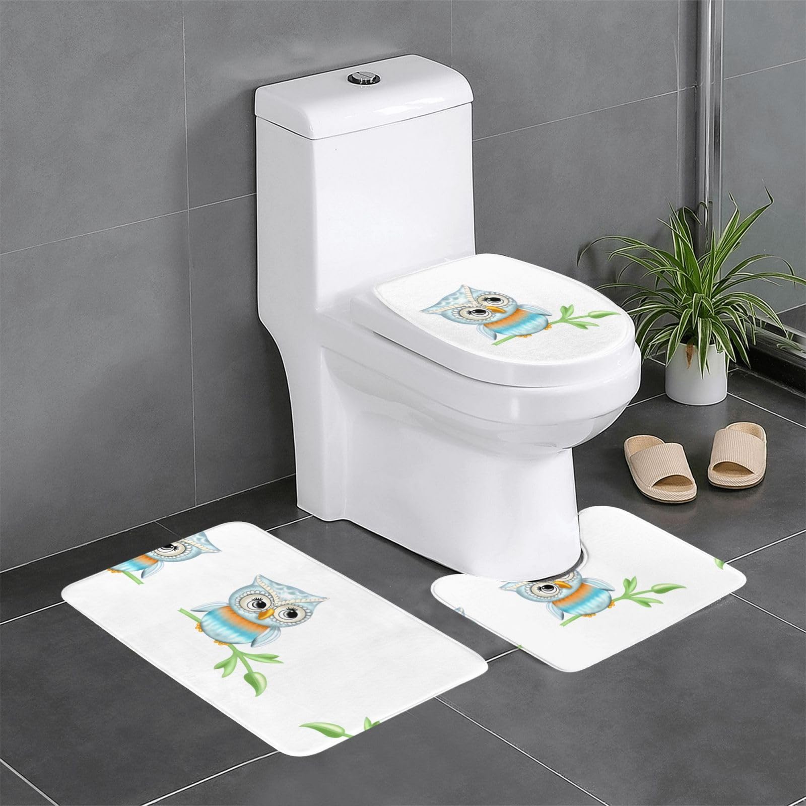Tapis de salle de bain chouette grand format pour douche et chambre d'hôtel