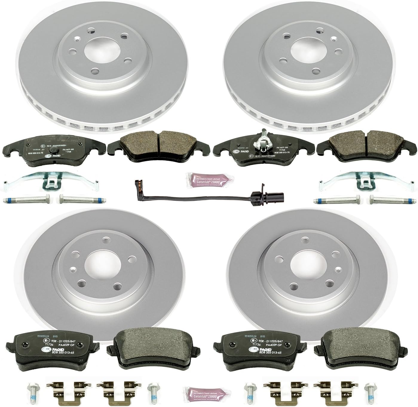 PowerStop Euro-Stop Fully Coated Front and Rear Brake Kit For Audi A4 2009-11 |A4 Quattro 2009-11 |A5 2010-11 |A5 Quattro 2008-11 - ECE-R90 Certified Brake Pads + Disc Rotor Upgrade, ESK5754
