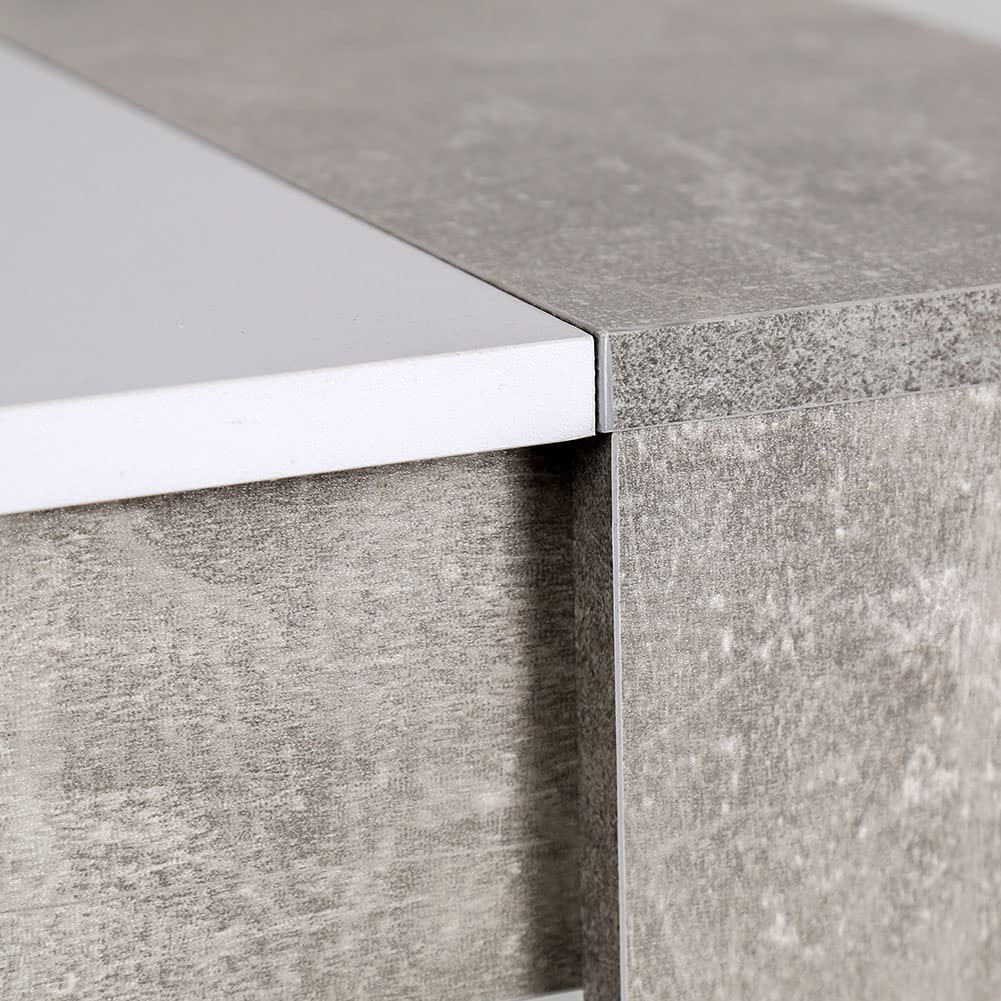 BAKAJI Tavolino Divano Tavolo Caffè da Salotto Rettangolare Design Moderno in Legno MDF con Ripiano Inferiore e Cassetto a Scomparsa Dimensione 100 x 58 x 44 cm Colore Grigio Effetto Cemento