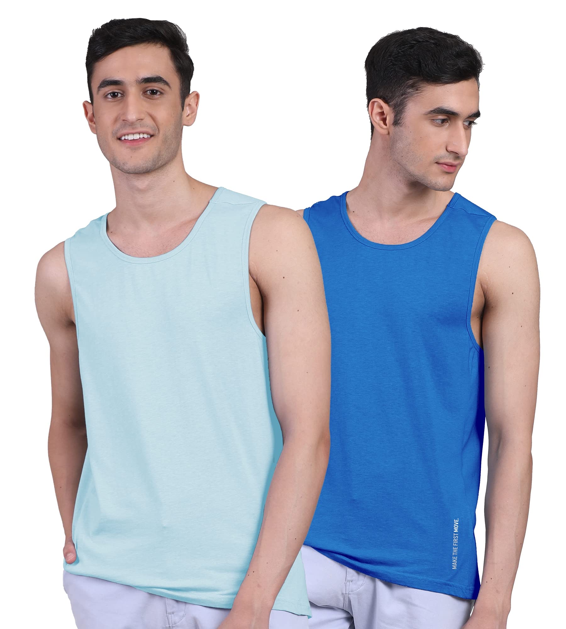 FREECULTR Men's Twin Skin Bamboo Active Vest, Anti Microbial, Anti Odor, Breath tech Super Soft & Comfort Fit Inner wear Pack of 2