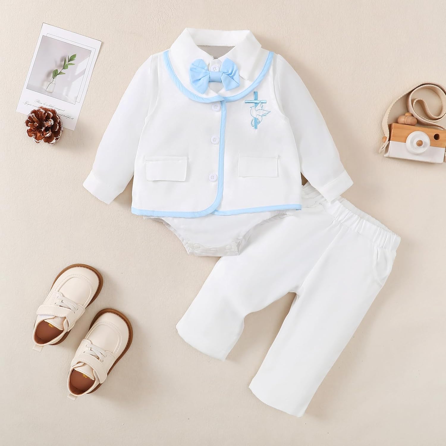 Chichoo Baby Boy Clothes Suits Infant Gentleman Wedding Outfit Newborn Formal Collared Dress Tuxedo Baby Suit Set - Image 2
