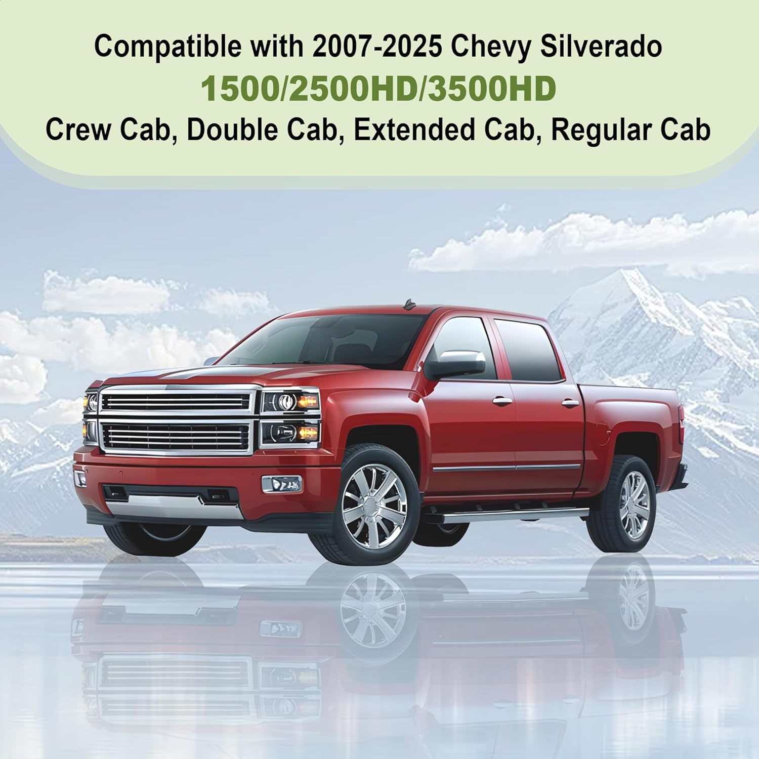 AOMSAZTO Truck Seat Covers for Chevrolet Chevy Silverado 2007-2025 2026 1500 2500HD 3500HD - Full Set - Waterproof Faux Leather Pickup Truck Interior Seat Covers Seat Protector (Black&Redline)