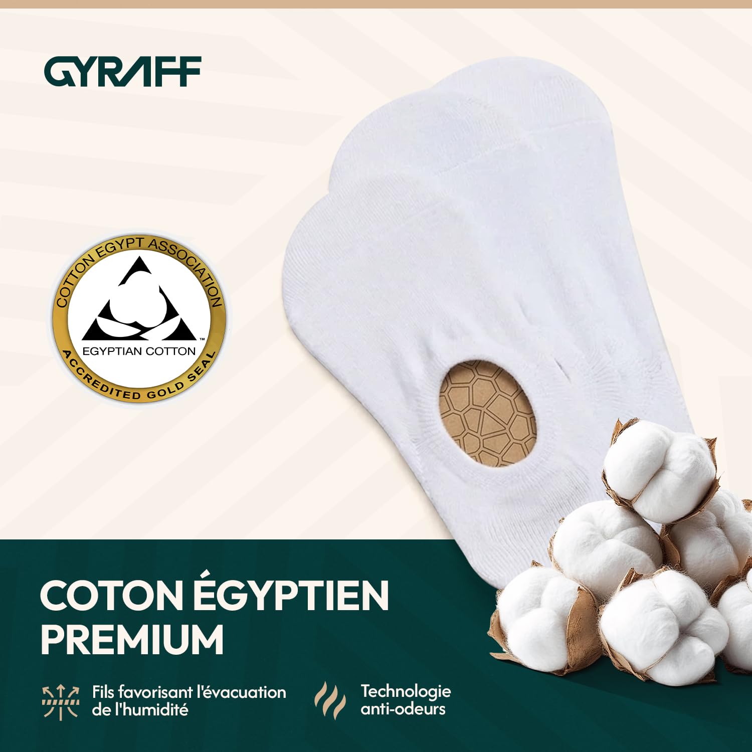 Chaussettes invisibles Premium en coton égyptien | Lot de 6 | Socquettes basses Antidéparantes | Anti transpiration | Douces & résistantes | Homme Femme | 35-38, 39-42, 43-46 | Blanches Noires