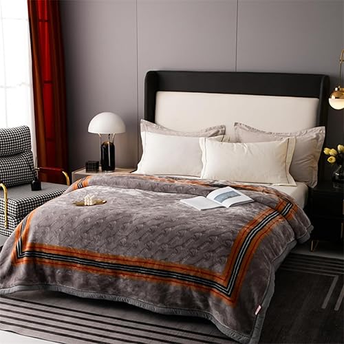 Miniatura 4 de Manta gruesa para invierno, manta pesada de visón coreano de 79 x 91 pulgadas, suave y cálida, manta térmica de invierno reversible de 10 libras a 2