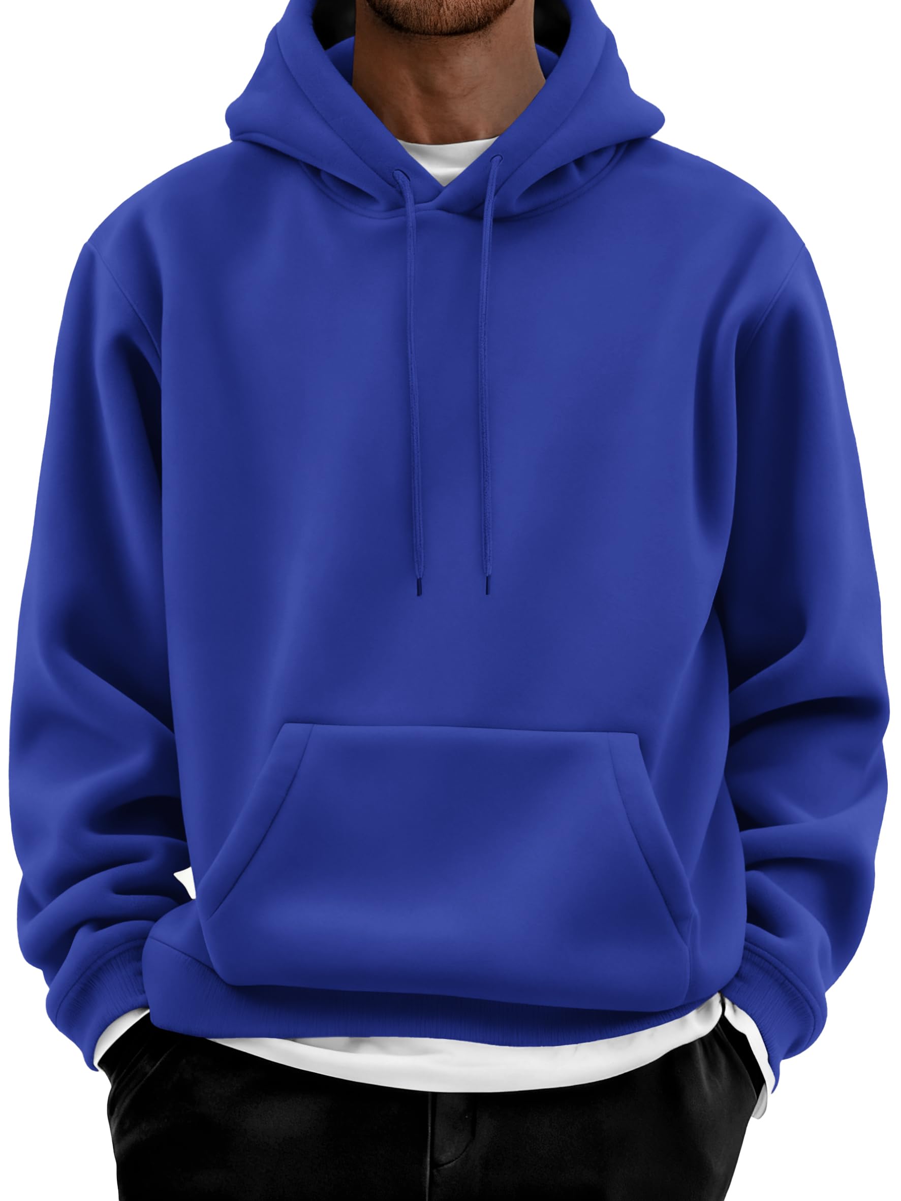 COOFANDY Men Cotton Fleece Hooded Sweatshirt Casual Long Sleeve Hoodies Pullover Fashion Drawstring Hoodie with Kanga Pocket
