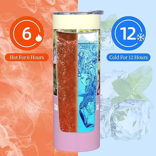 Miniatura 7 de Vaso delgado personalizado con imagen de texto fotográfico, taza de café aislada de acero inoxidable de 20 onzas, taza de viaje, tazas de
