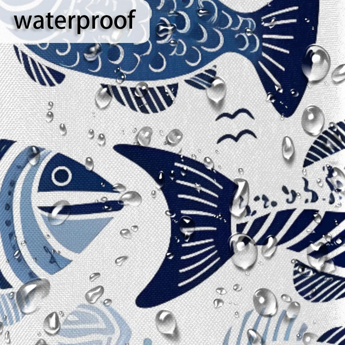 Shower Curtain Fishes Shower Curtains for Bathroom Washable Fabric Shower Curtain with 12 Plastic Hooks Bathroom Decor 72 x 72 Inches