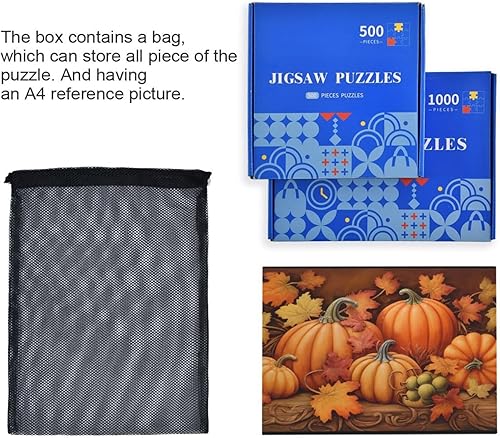 Miniatura 7 de Pumpkin Fall Jigsaw Puzzles 500 Pieces for Adults,Learning Educational Puzzles,Difficult and Challenge Families Toys with Mesh Storage Bag 2011860
