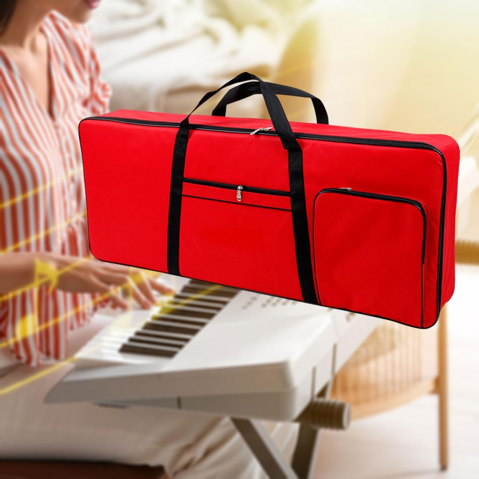 Baoblaze Estuche para teclado de 61 teclas, estuche para piano eléctrico, mochila gruesa, estuche protector para almacenamiento, bolsa para instrumentos, Rojo