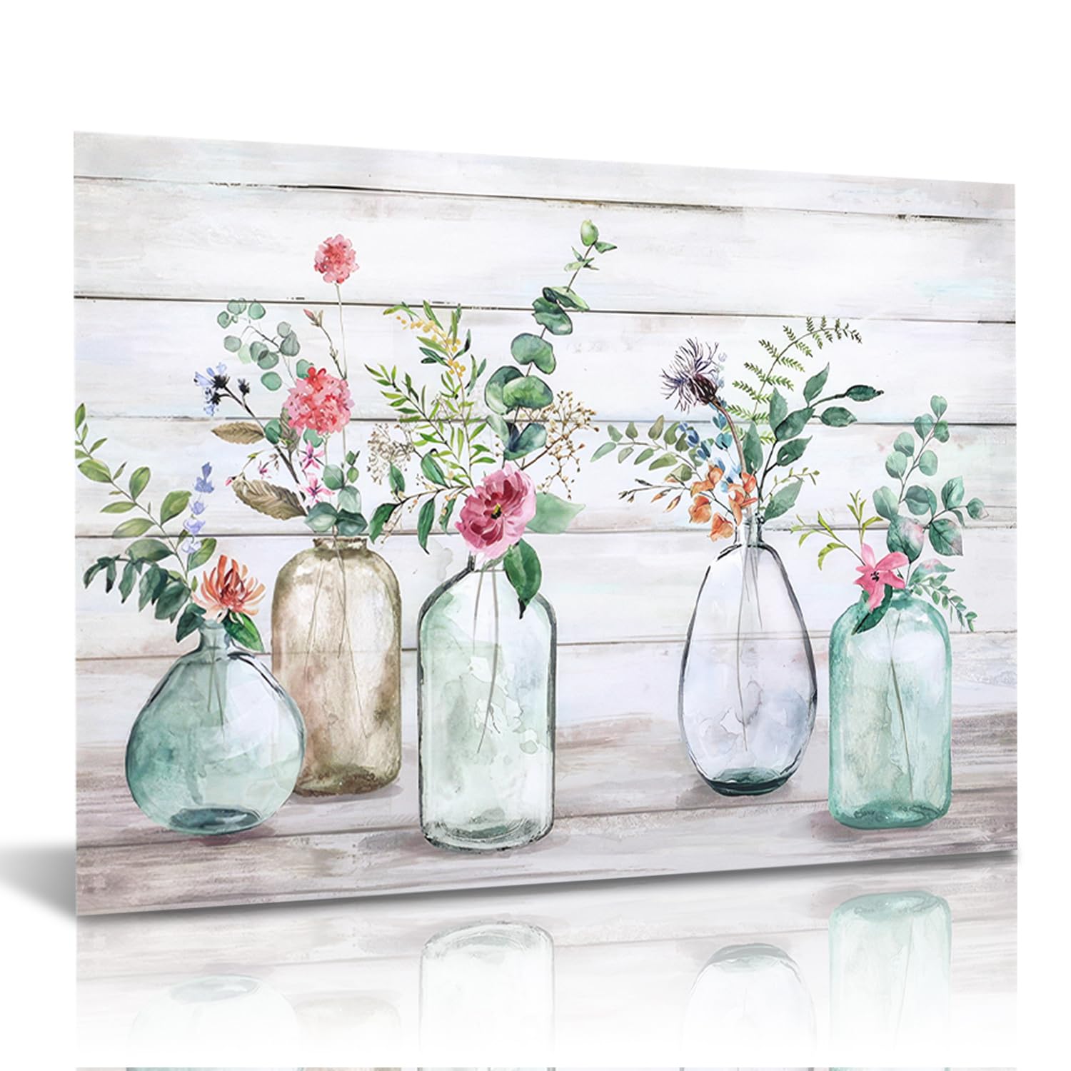 Dazzlewall Arte de Pared Botanico para Baño, Decoracion de Pared de Granja Floral Rustico, Cuadro Decorativo de Flores para Salon Dormitorio Impresiones en Lienzo 30x40 cm Sin Marco