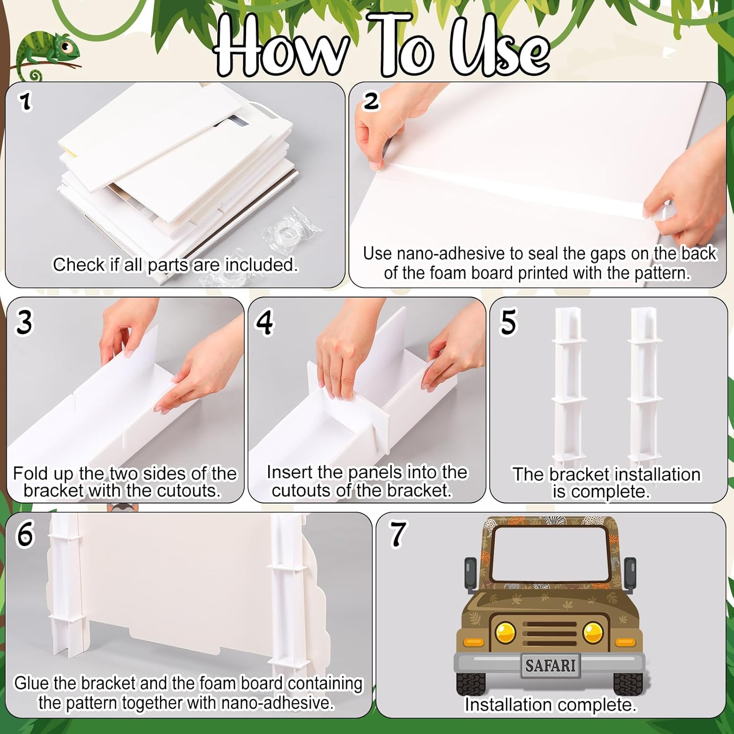 Capoda Safari Truck Photo Backdrop Stand up Cardboard Cutout for Jungle Party Decorations - 60 x 54 Inch Forest Animal Adventure Car Standee with Face Opening for Zoo Birthday Party Family Activity