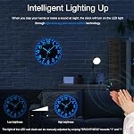 JoFomp LED Wall Clock for Bedroom Night Glow, 8 Inch Silent Wall Clocks Battery Operated, Light Up Wall Clocks for Living Room Decor, Sound Control Modern Wall Clock Glow in Dark for Kitchen Office