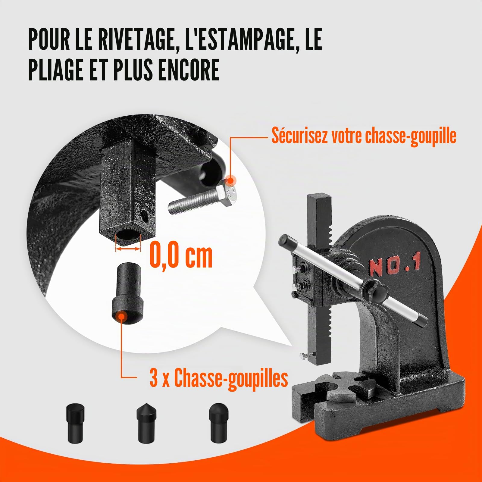 VEVOR Presse à Crémaillère, Presse à Arbre Manuelle de 1 Tonne, Hauteur Maximale de 150 mm, Presse Manuelle de Précision Robuste en Fonte, pour l'Estampage, Le Pliage, l'Étirement et Le Formage