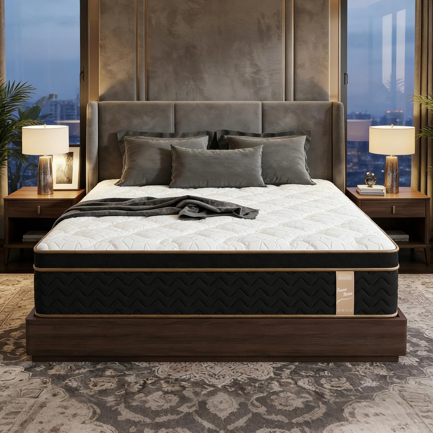 King Mattress, 10 Inch Plush Hybrid Mattresses with Memory Foam, Individual Pocket Spring, Deep Sleep Hybrid Mattress, Motion Isolation & Pressure Relief, Fits Platform or Adjustable Beds (King)