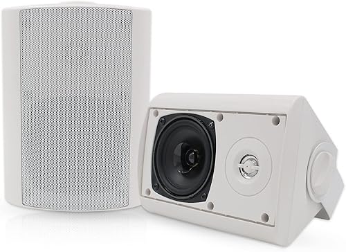 Herdio Altavoces para interiores y exteriores, impermeables, con cable de 200 vatios con graves potentes, altavoces de montaje en pared para patio,