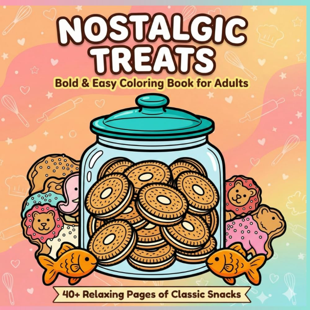 Nostalgic Treats: Bold & Easy Coloring Book for Adults