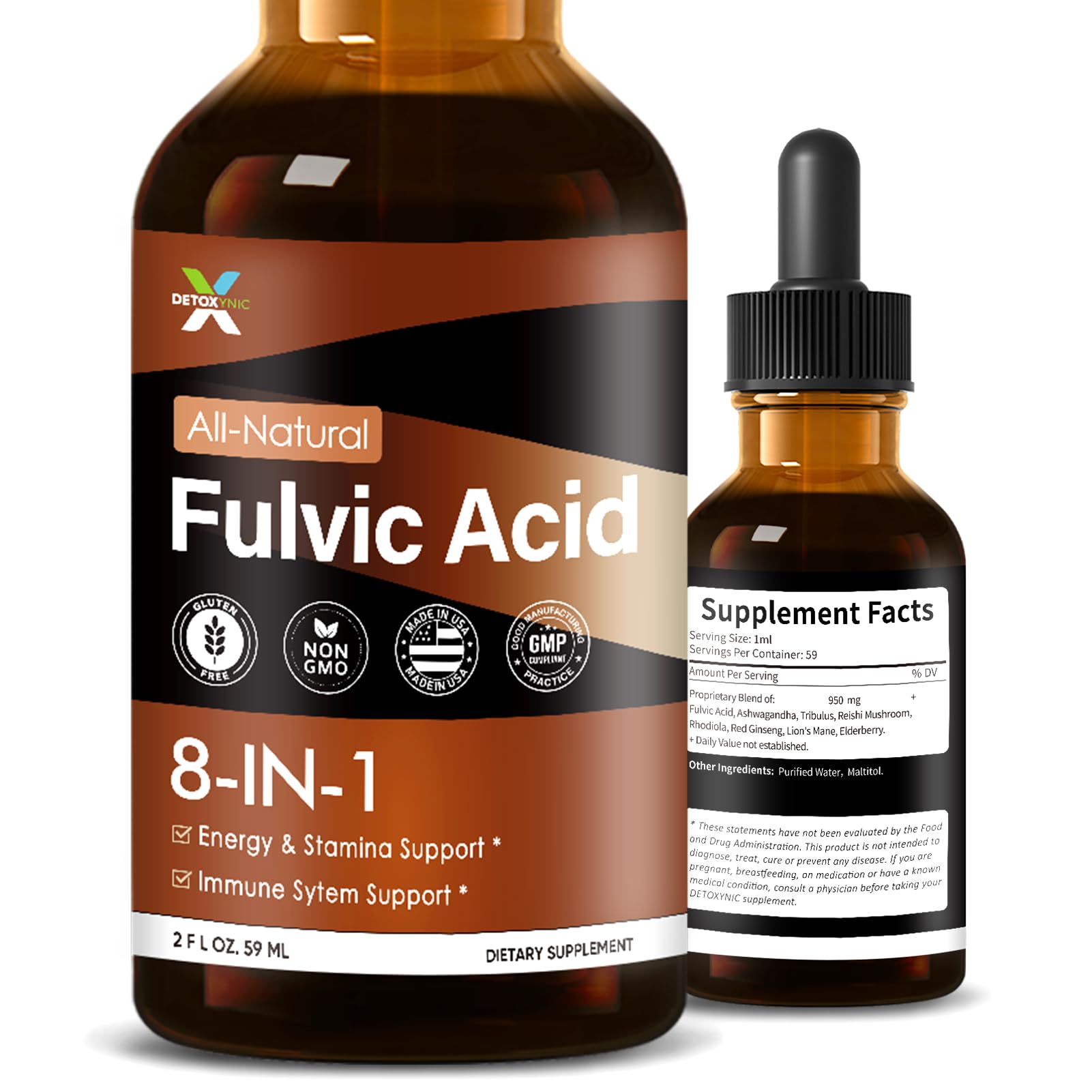 Fulvic Humic Acid + Herbal Extract Drops for Energy 2oz — Amazon image 9