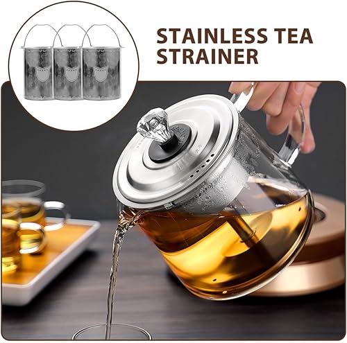 Miniatura 4 de Luxshiny 3 coladores de té para tetera de té suelta de repuesto de malla de acero inoxidable filtro infusor de té 2.8 in filtro de cesta de té para