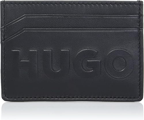 HUGO Titular de la tarjeta de crédito con logotipo tonal, Negro Onyx, Titular de la tarjeta de crédito con logotipo tonal