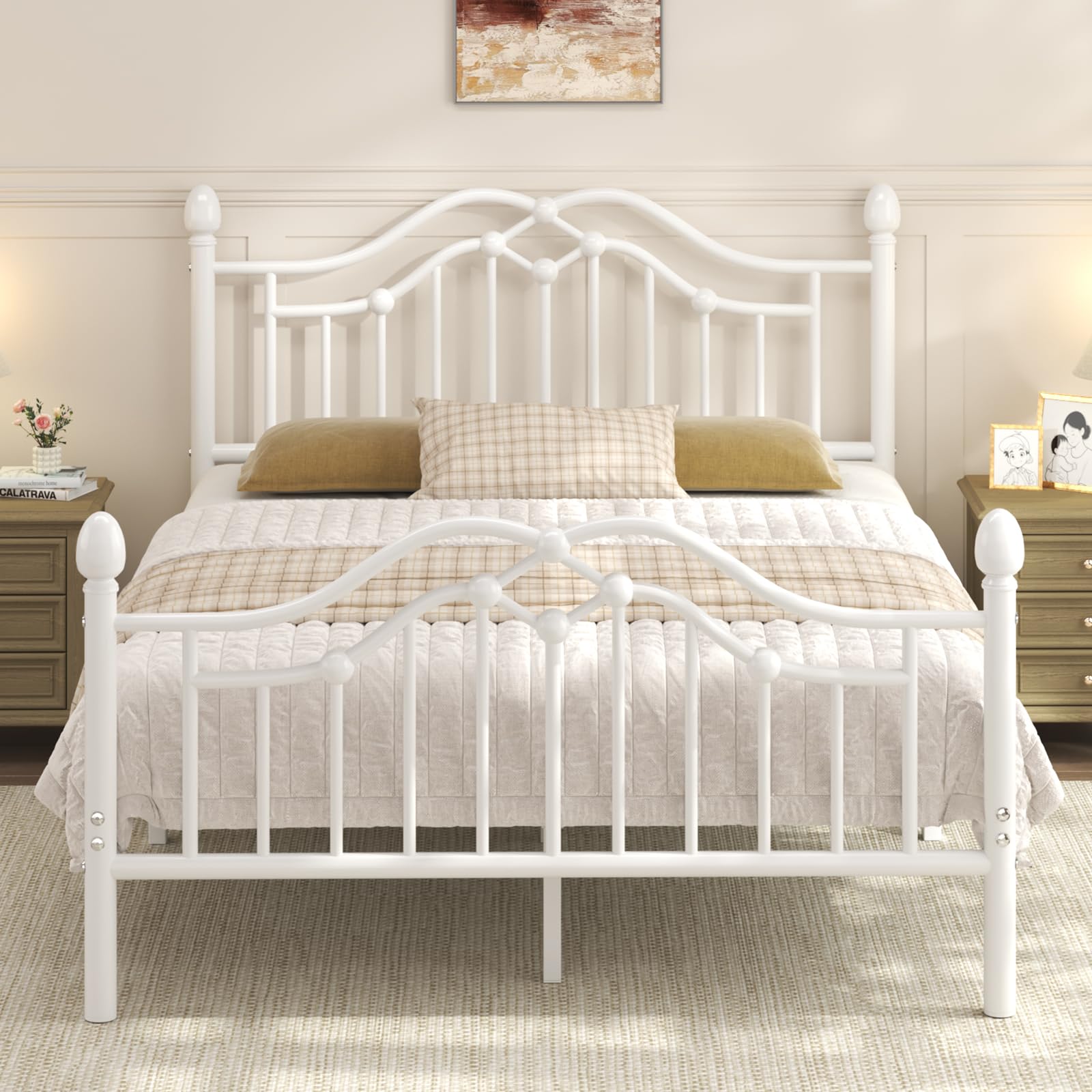 Amazon.com: LoVinson Metal Full Bed Frame with Headboard and