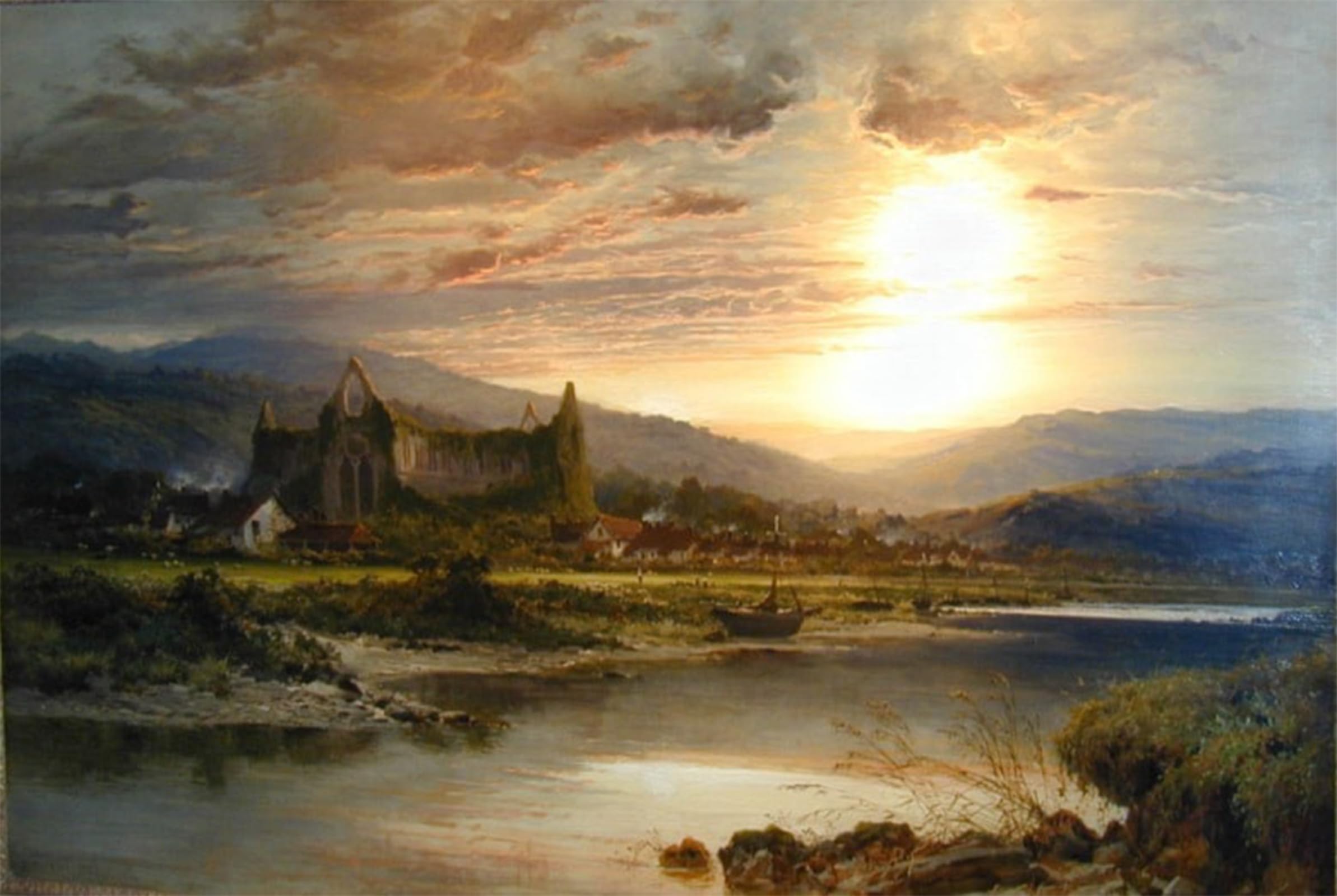 ARTXLXXBN Famous Art Print Poster Vintage Wall Art Tintern Abbey by Benjamin Williams Leader Canvas Art Poster for Home Decor 60x90cm