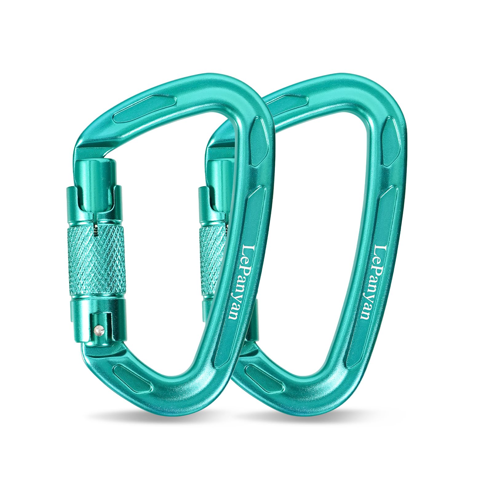 Mosquetones de escalada de bloqueo automático, 24 KN (5500 libras), bloqueo de tornillo de triple acción con puerta de bloqueo, paquete de 2, verde, para escalada en roca, rescate, hamaca, trabajo en