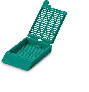 Globe Scientific 1094A Tissue Embedding Cassette with Attached Lid, Bulk, 35Â° Writing Area, Aqua, Pack of 1000