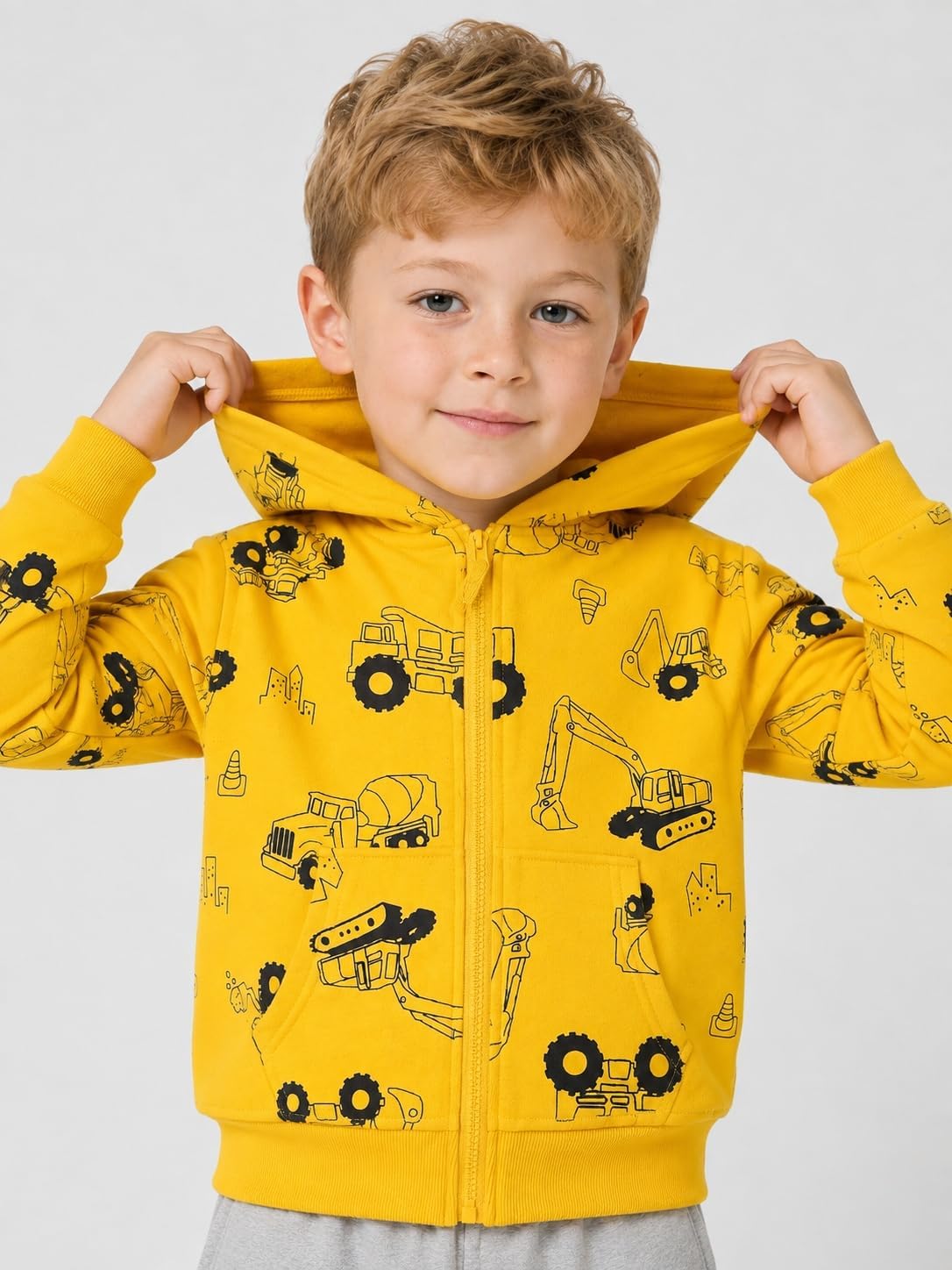 Toddler Boys Zip Up Hoodie Kids Fall Winter Jacket Hood Sweatshirt 2-7Y